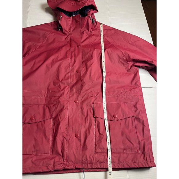 LL Bean Womens Maine Raincoat PVC Duck Bill Hood Waterproof Jacket Red Size L - Picture 14 of 15